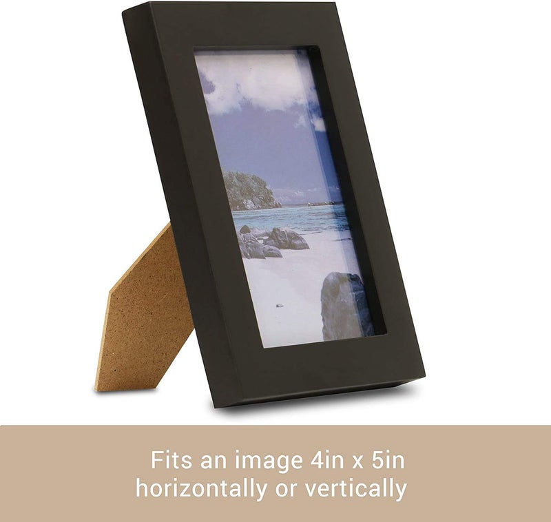 Klikel Black Picture Frame - Set of 2 4 X 5 Black Wooden Photo Frame - Made of Real Wood With Glass Photo Protection - Wall Hanging And Table Standing Display - Image 2